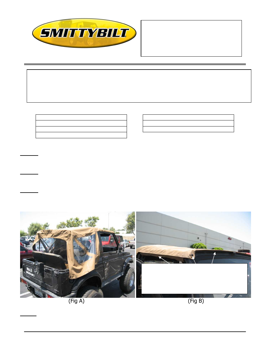 Smittybilt 98652 Replacement Top User Manual | 4 pages