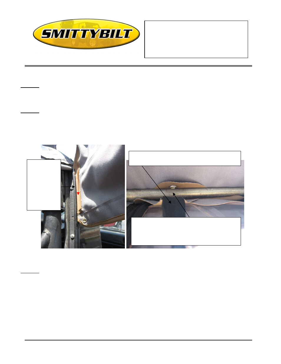 Installation instructions, Replacement top | Smittybilt 98652 Replacement Top User Manual | Page 2 / 4