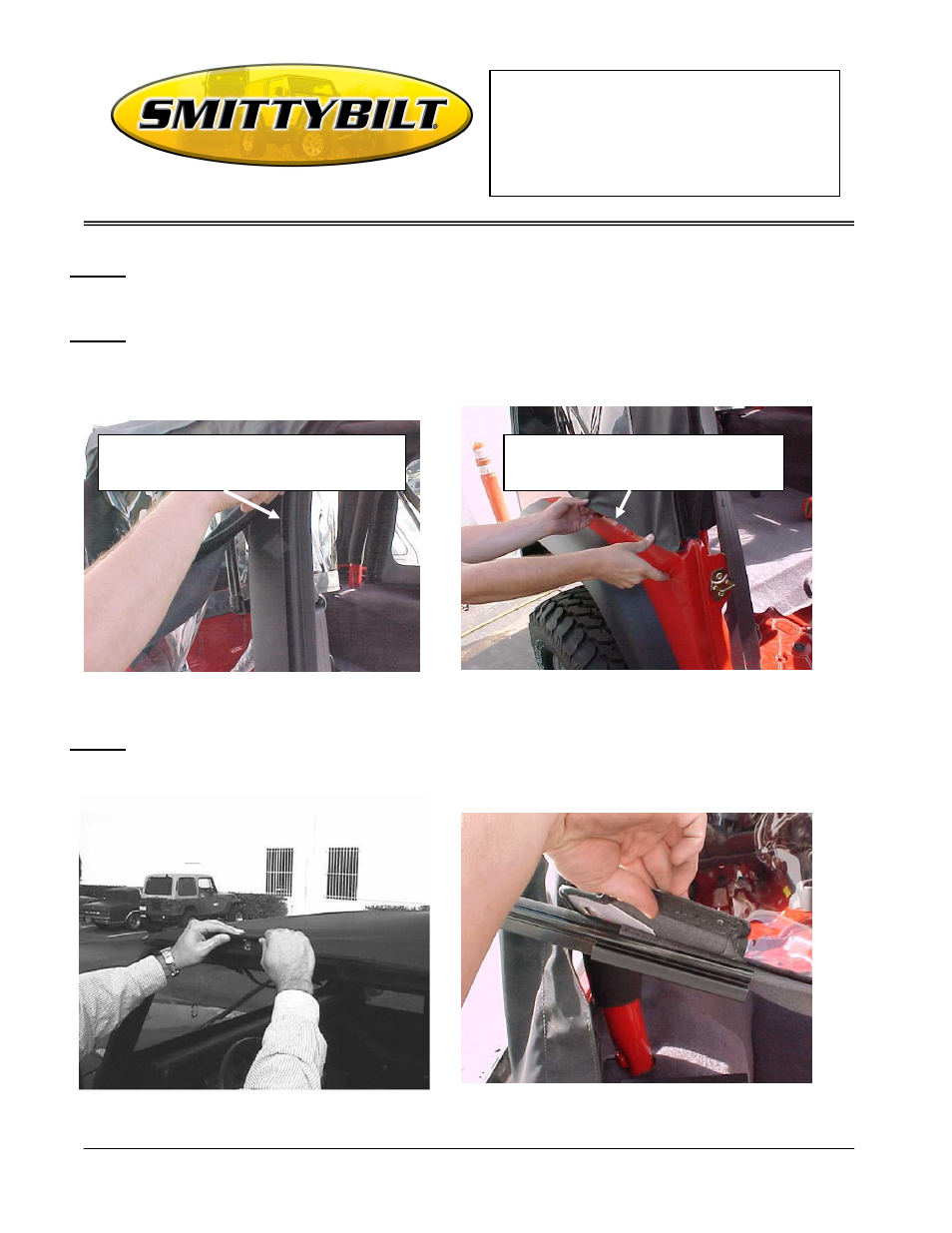Installation instructions | Smittybilt 98702xx Replacement Top User Manual | Page 2 / 4
