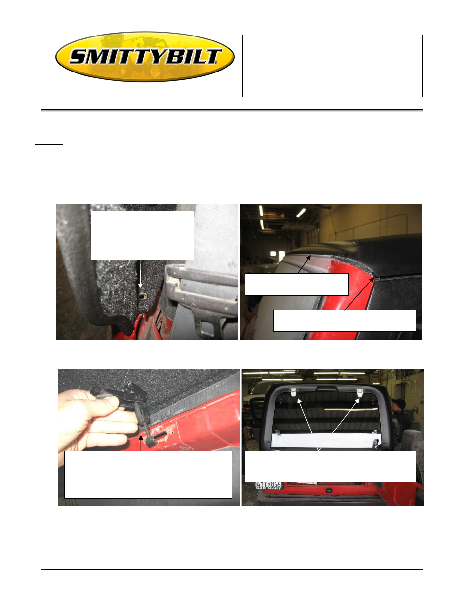 Installation instructions, 06 jeep hardtop (1-piece) | Smittybilt 519801 Hardtop (1-piece) User Manual | Page 2 / 6