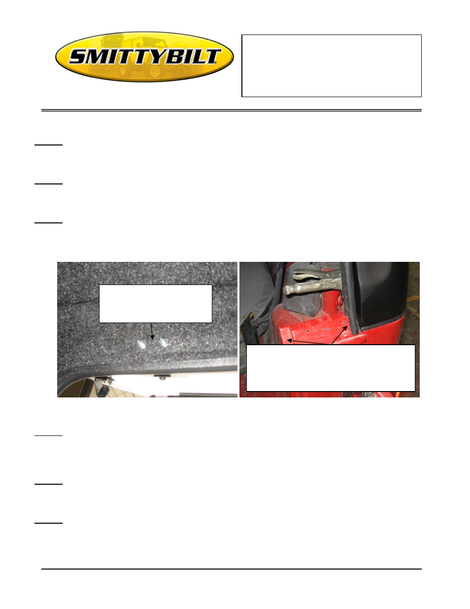 Installation instructions, 06 jeep hardtop (1-piece) | Smittybilt 519801 Hardtop (1-piece) User Manual | Page 3 / 6