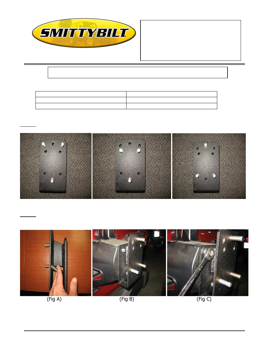 Smittybilt 3721 Tire Relocation Bracket User Manual | 2 pages