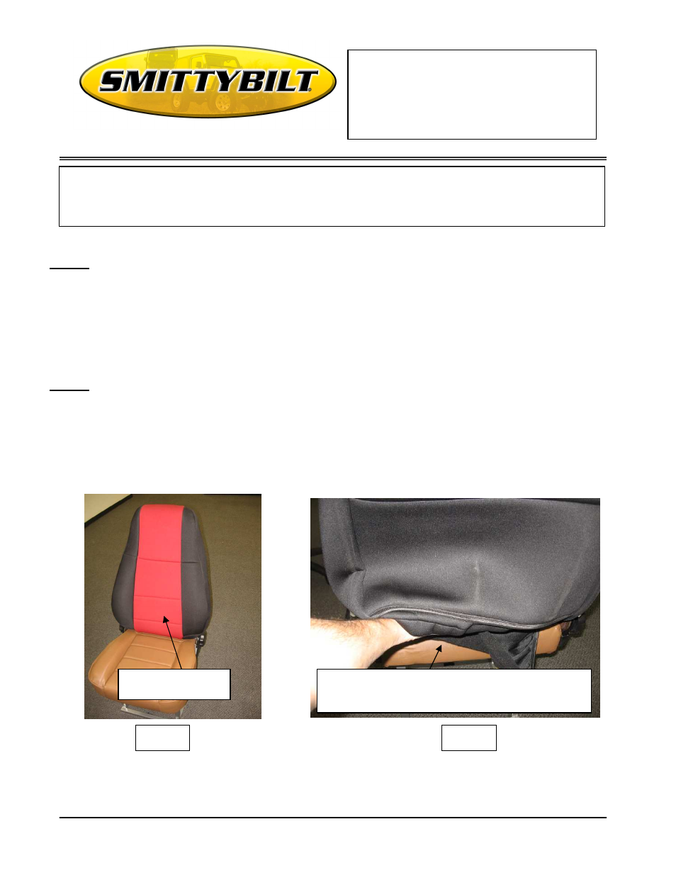 Smittybilt Neoprene Seat Covers User Manual | 3 pages