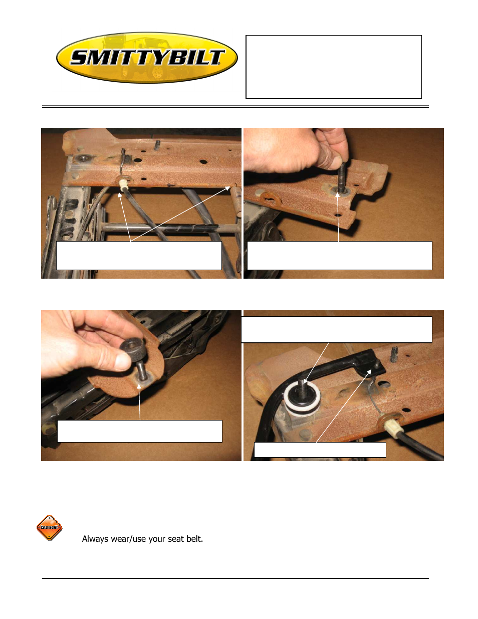 Installation instructions, Seat adapter bracket kit | Smittybilt 49903 Seat Adapter Bracket Kit User Manual | Page 2 / 4