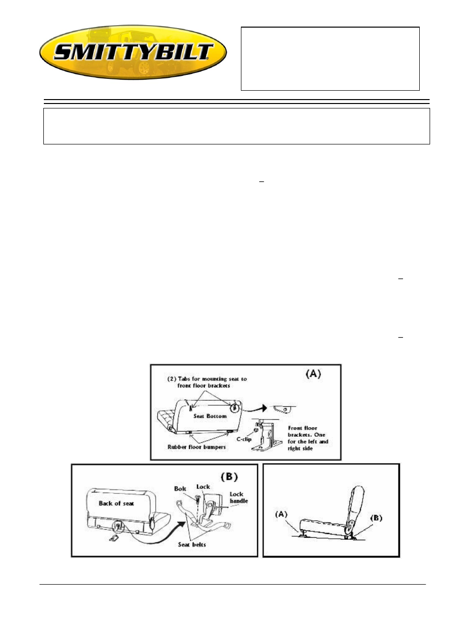 Smittybilt 413XX Fold & Tumble Rear Seat User Manual | 1 page