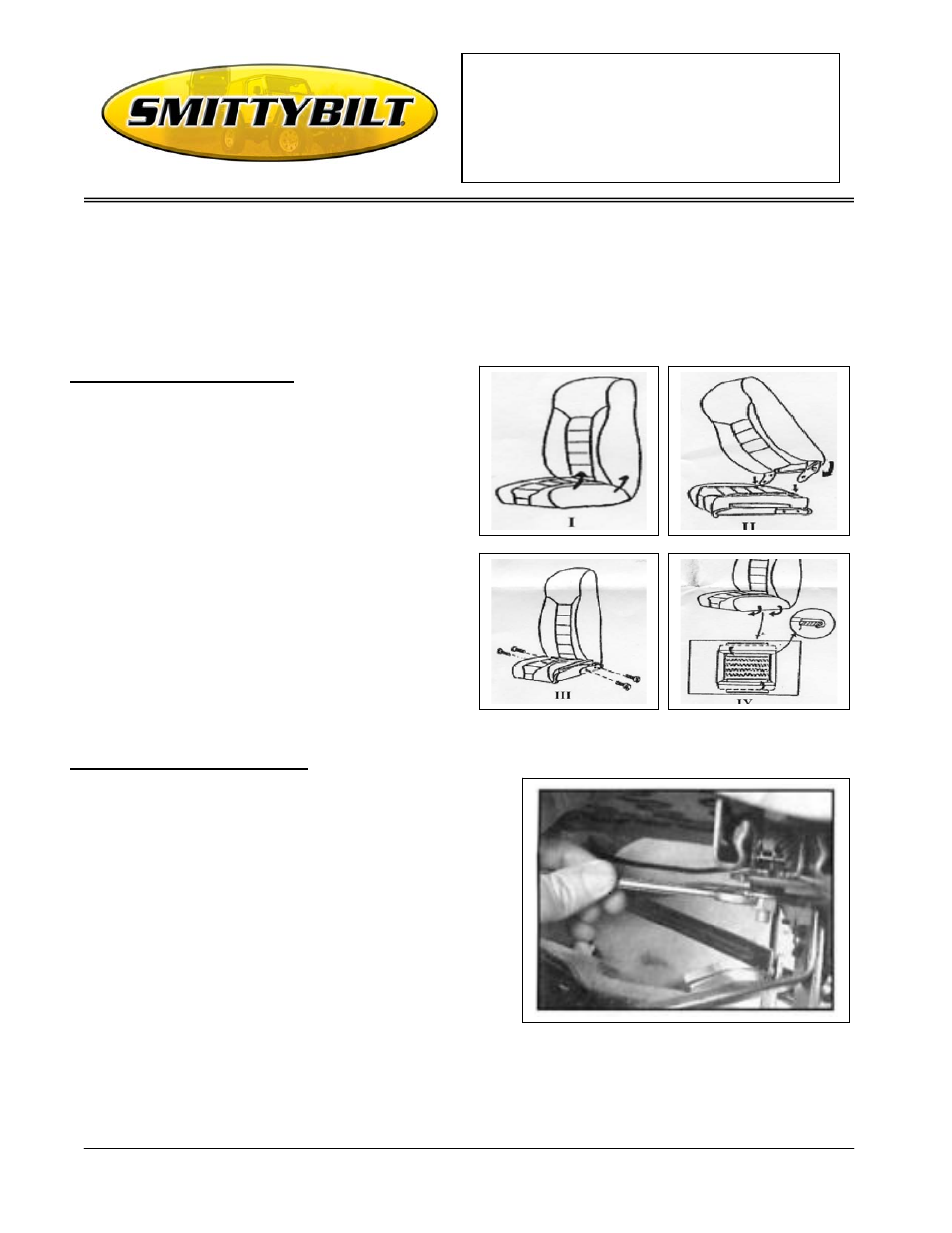 Smittybilt 448xx Standard Bucket Front Seat User Manual | 2 pages