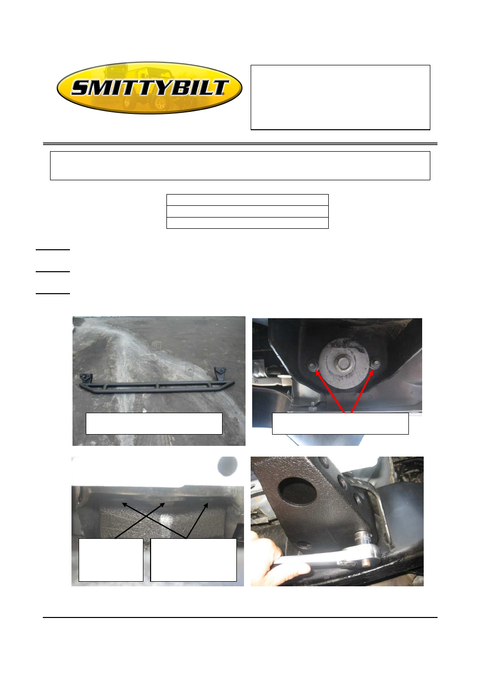Smittybilt 76634 XRC Side Armor/Rocker Guards User Manual | 2 pages