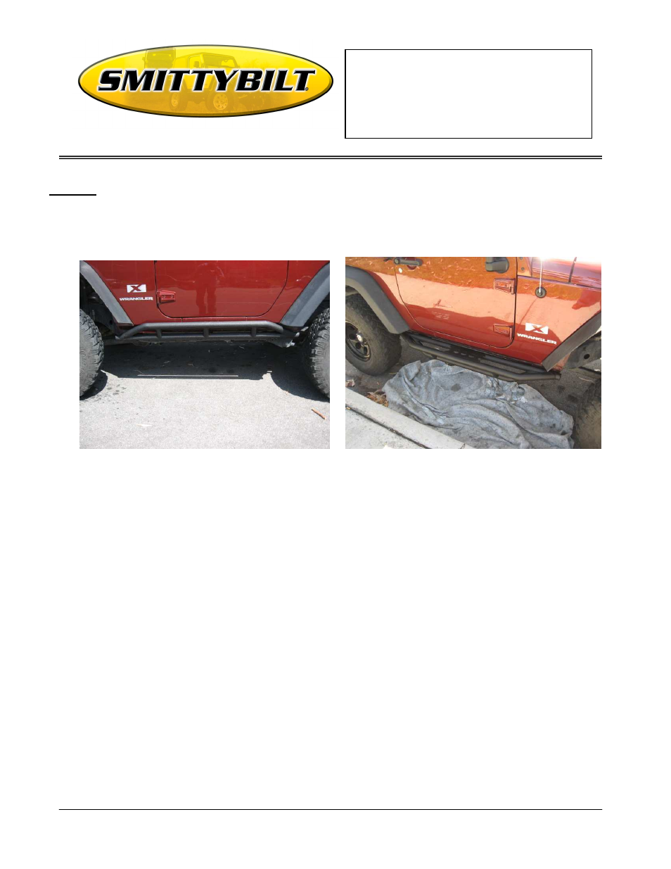 Installation instructions | Smittybilt 76633 XRC Side Armor/Rocker Guards User Manual | Page 2 / 2