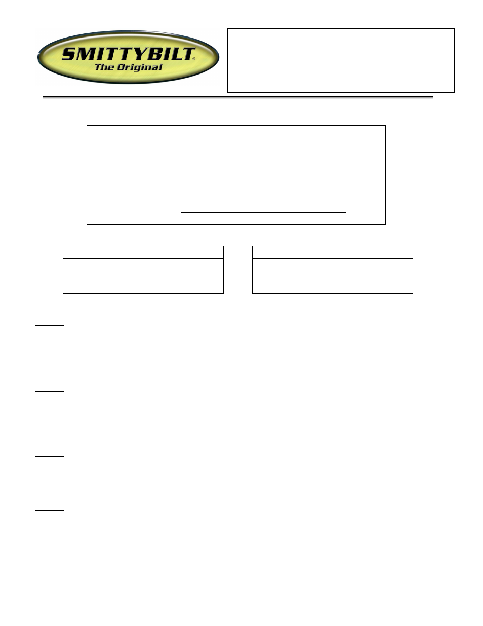 Smittybilt 76641 Rock Crawler Side Armor/ Rocker Guards User Manual | 2 pages