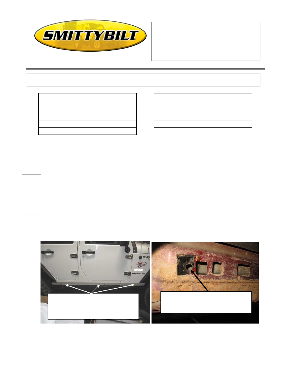 Smittybilt 76636 SRC Classic Sides User Manual | 3 pages