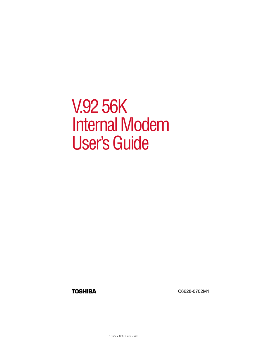 Toshiba V.92 User Manual | 120 pages