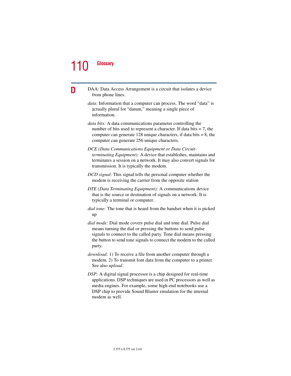 Toshiba V.92 User Manual | Page 110 / 120