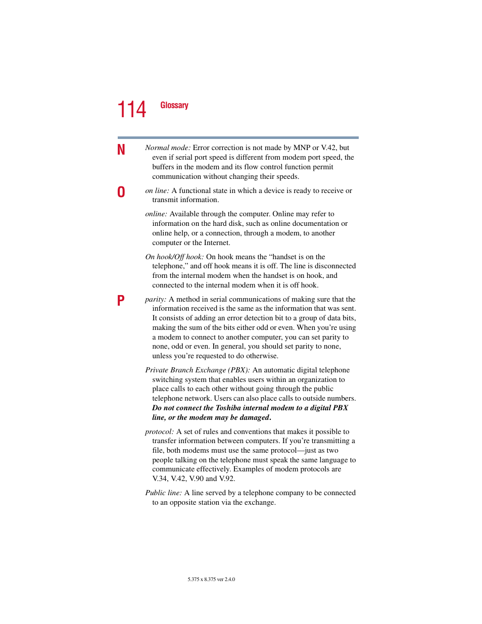 Toshiba V.92 User Manual | Page 114 / 120