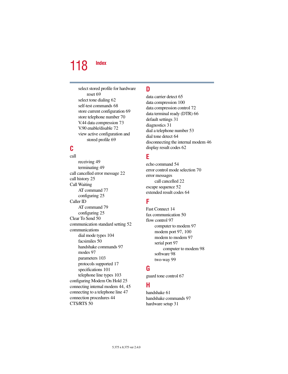 Toshiba V.92 User Manual | Page 118 / 120