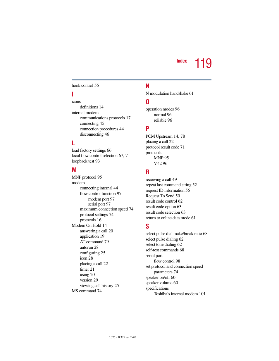 Toshiba V.92 User Manual | Page 119 / 120