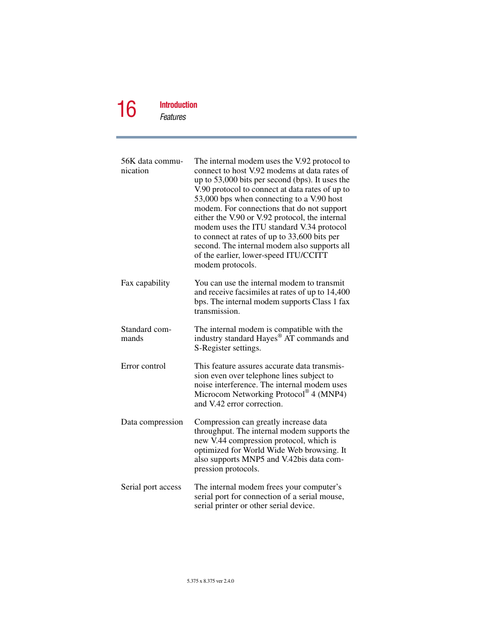 Toshiba V.92 User Manual | Page 16 / 120