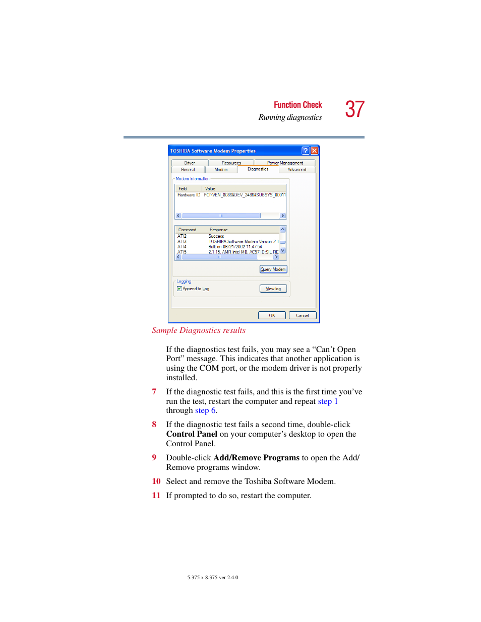 Toshiba V.92 User Manual | Page 37 / 120