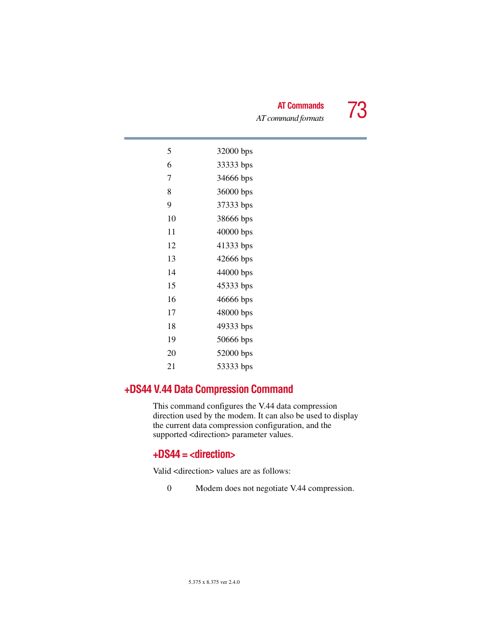Ds44 v.44 data compression command | Toshiba V.92 User Manual | Page 73 / 120