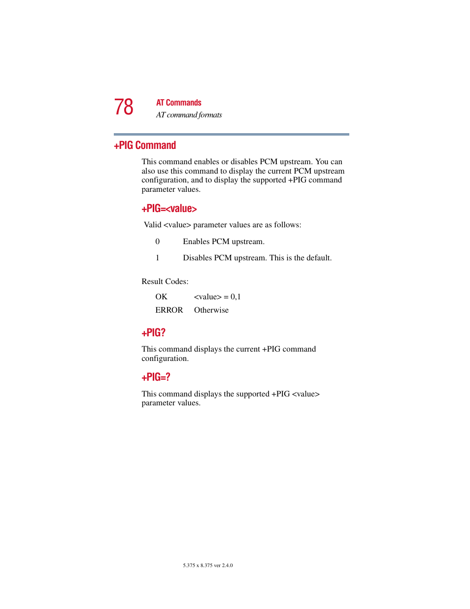 Pig command | Toshiba V.92 User Manual | Page 78 / 120