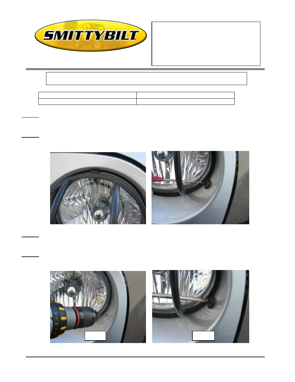 Smittybilt 5680 Front Euro Headlight Guards User Manual | 2 pages
