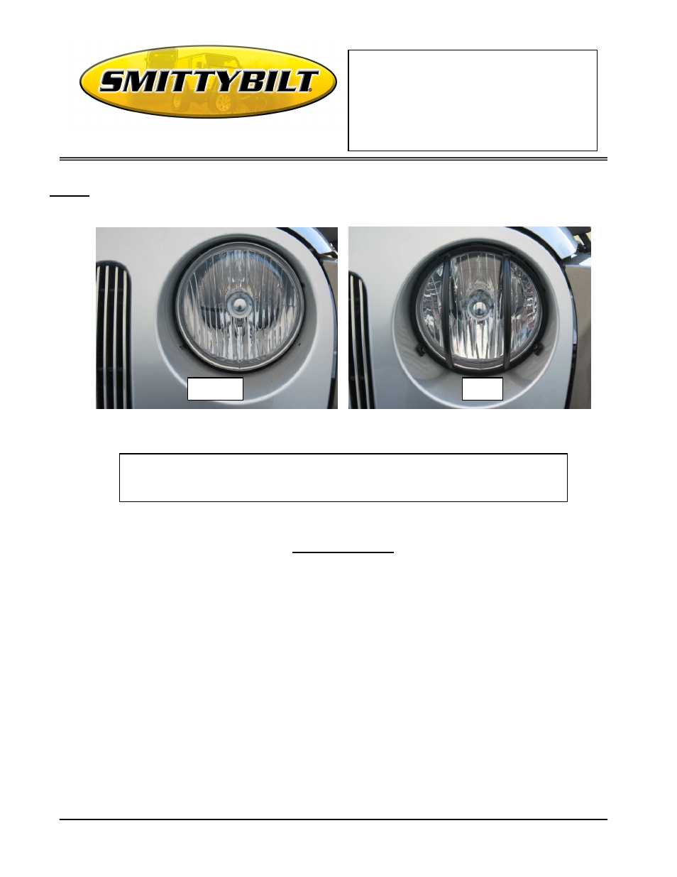 Installation instructions, Part # 5680, Front euro headlight guards | 11 wrangler & unlimited | Smittybilt 5680 Front Euro Headlight Guards User Manual | Page 2 / 2