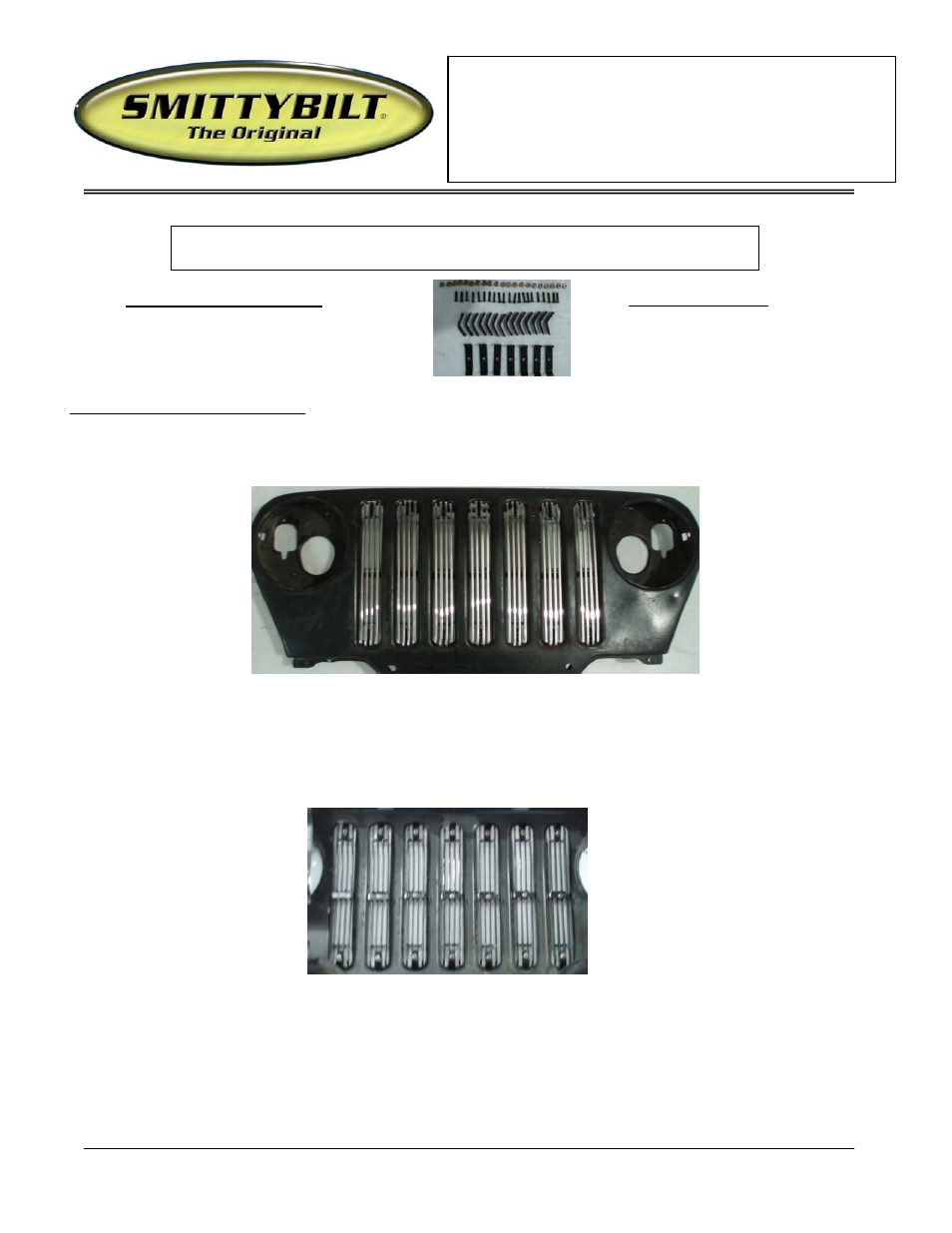Smittybilt 869000 Easy Install Billet Grille User Manual | 2 pages