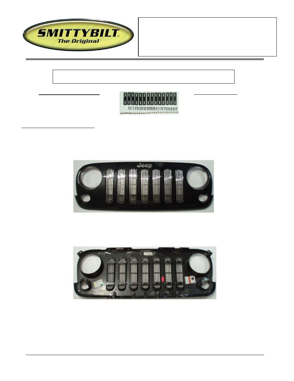 Smittybilt 878132 Easy Install Billet Grille User Manual | 2 pages