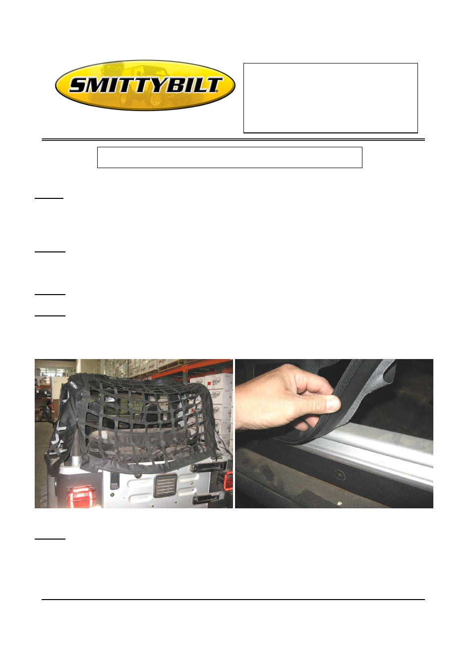 Smittybilt 561035 C-RES (Cargo Restraint System) User Manual | 3 pages