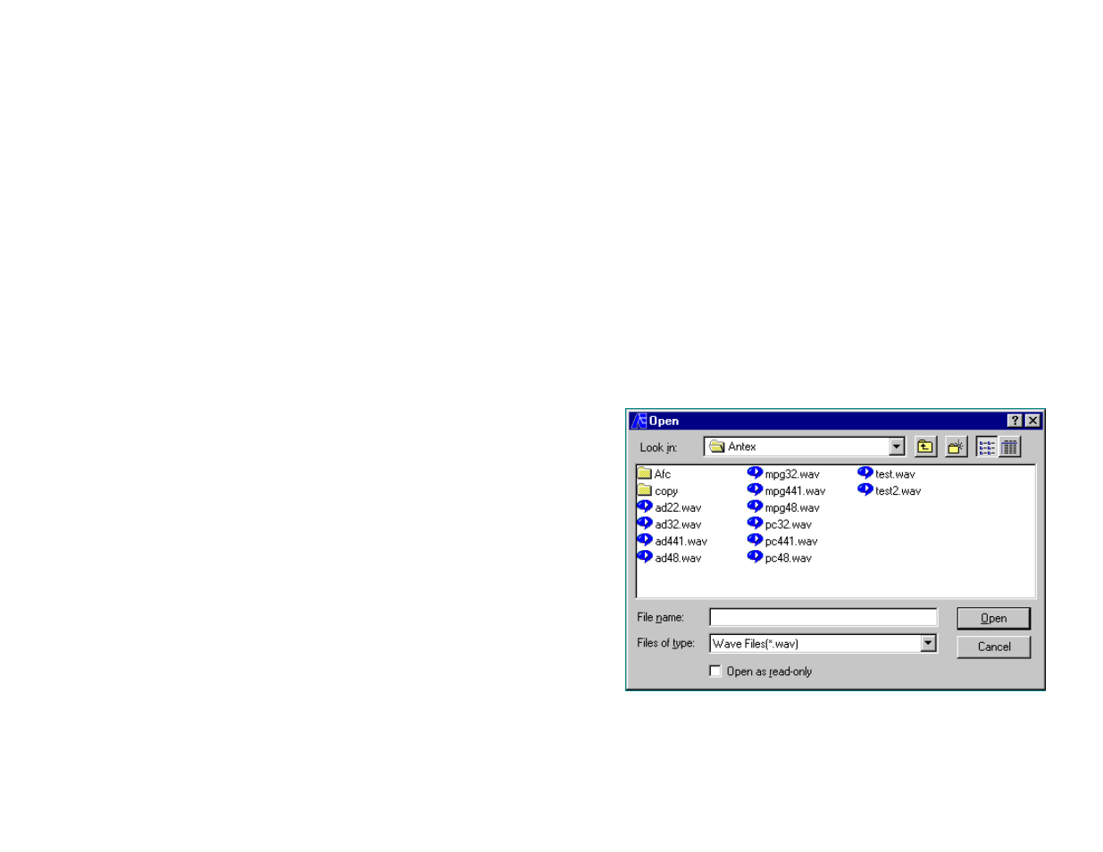 Figure 7. file open dialog box | Antex Electronics SX-5e User Manual | Page 30 / 63