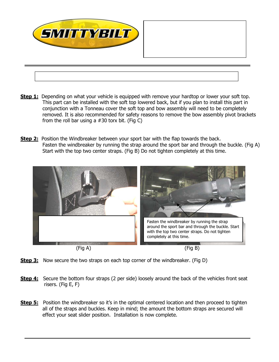 Smittybilt 903xx Outback Wind Breaker User Manual | 3 pages