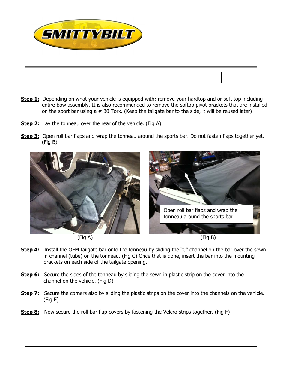 Smittybilt 761336 Tonneau Cover User Manual | 3 pages