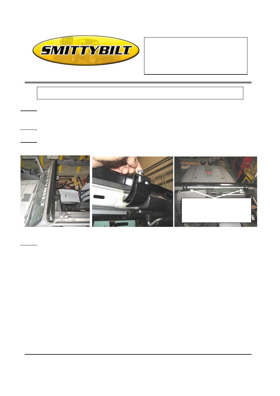 Smittybilt 90104 Windshield Header User Manual | 1 page