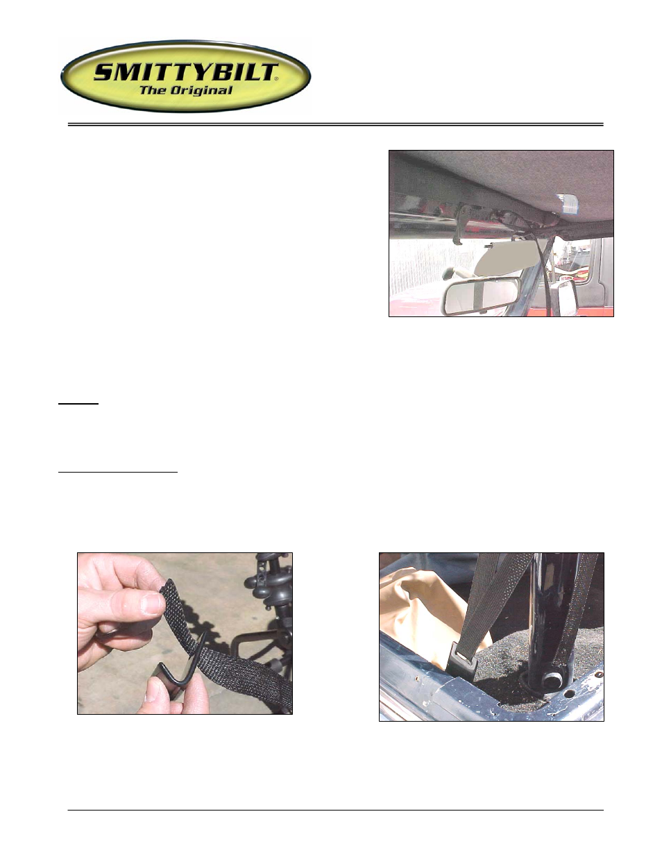 Option 1 (with j-clip), Installation instructions | Smittybilt 936xx Extended Top User Manual | Page 3 / 6