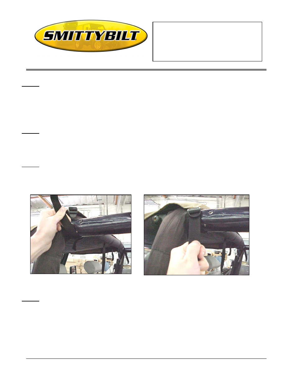 Installation instructions | Smittybilt 933xx Standard Top User Manual | Page 2 / 3
