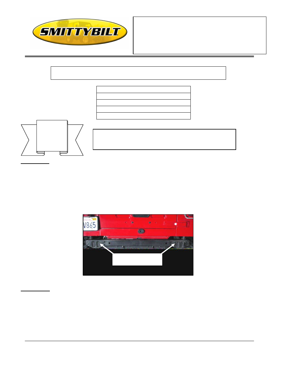 Smittybilt 76621-01 Rock Crawler Rear Bumper W/Tire Carrier User Manual | 4 pages
