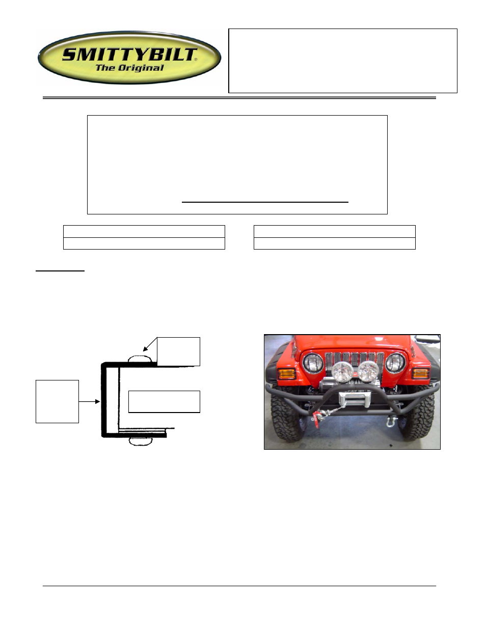Smittybilt 76721 Rock Crawler Front Bumper User Manual | 4 pages