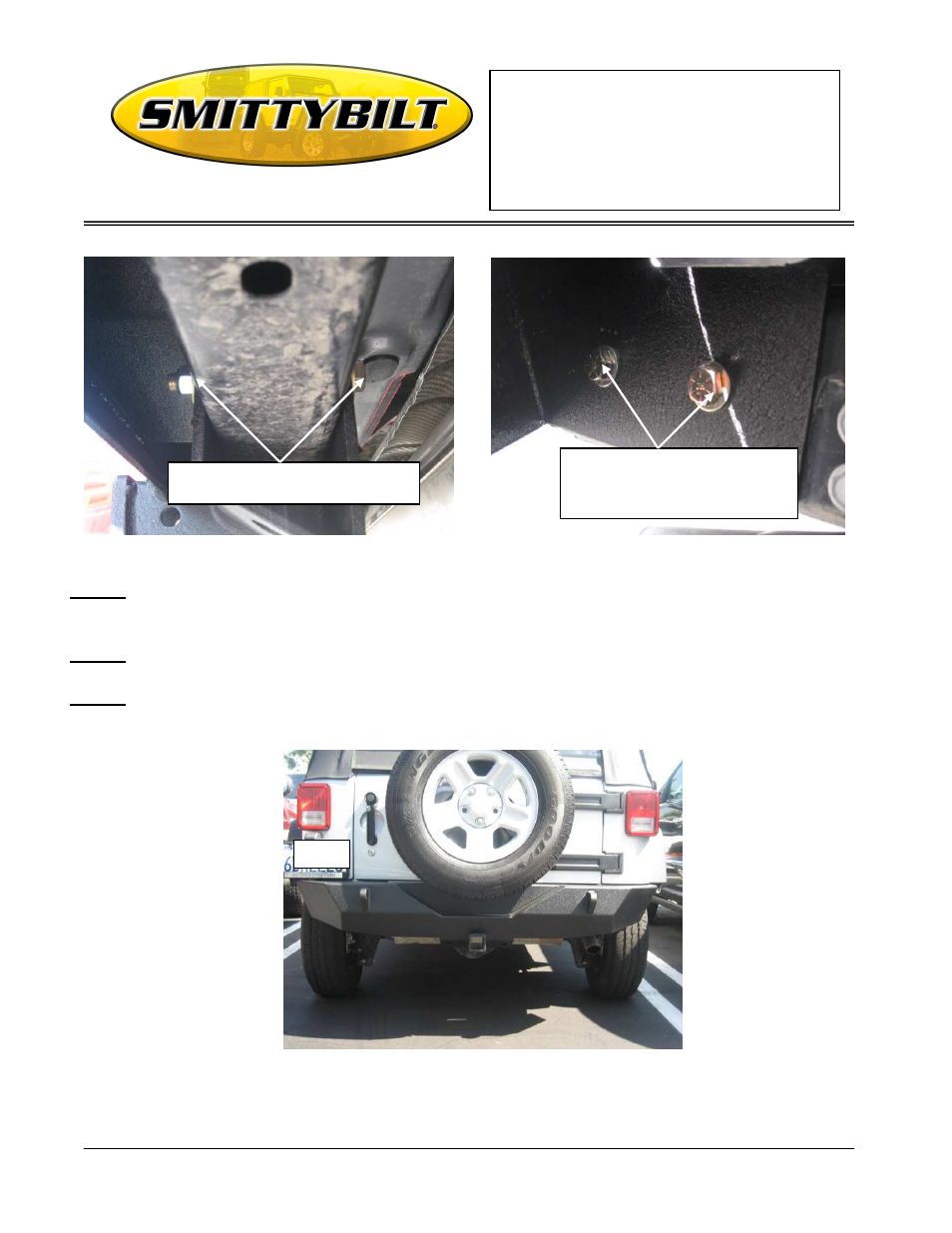 Installation instructions | Smittybilt 76655 XRC Rear Bumper User Manual | Page 2 / 5