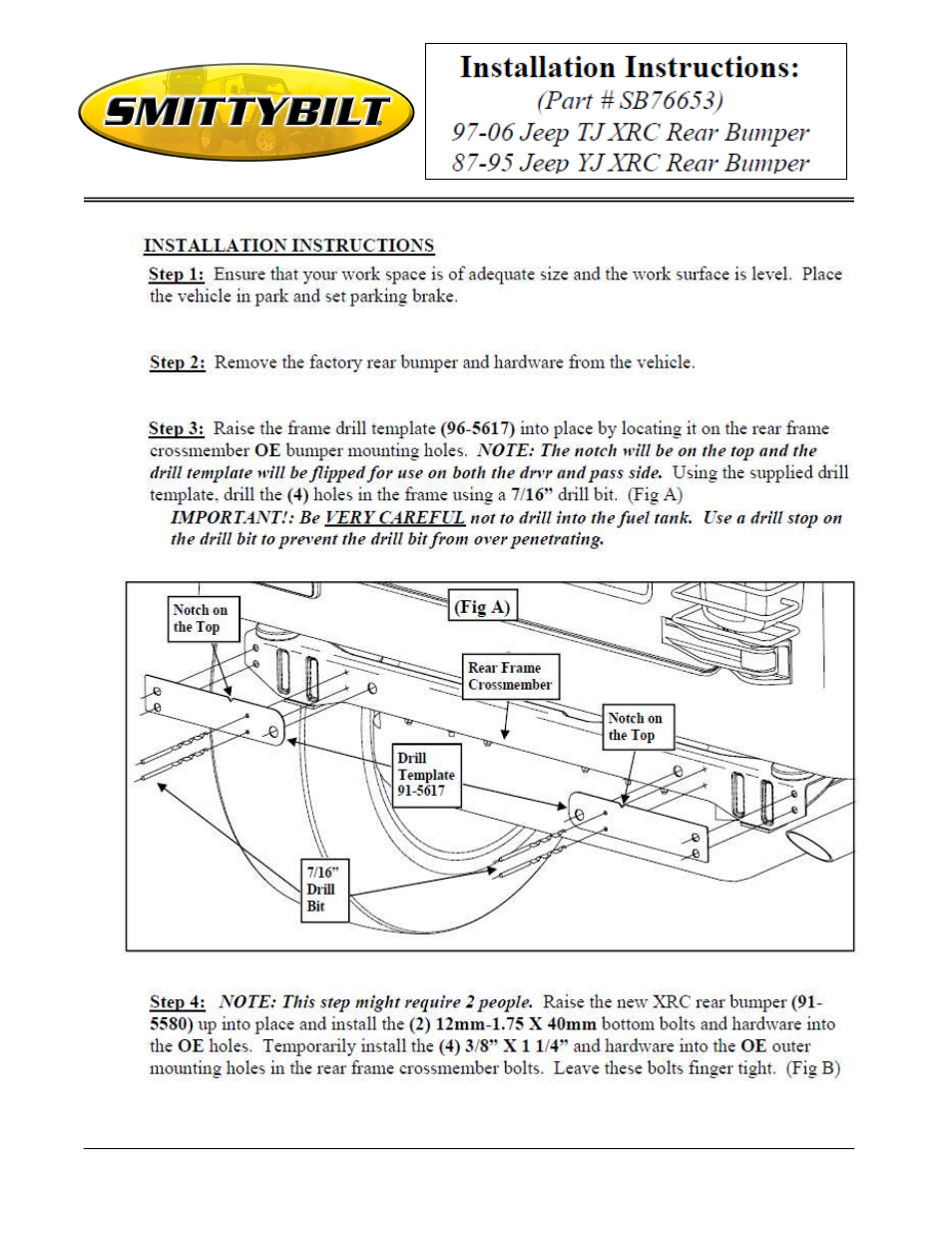 Smittybilt SB76653 Rear Bumper User Manual | Page 2 / 6