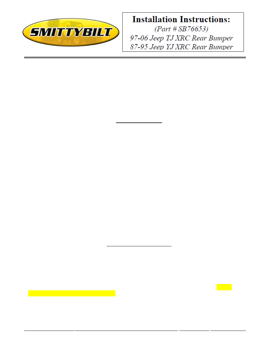 Smittybilt SB76653 Rear Bumper User Manual | Page 6 / 6