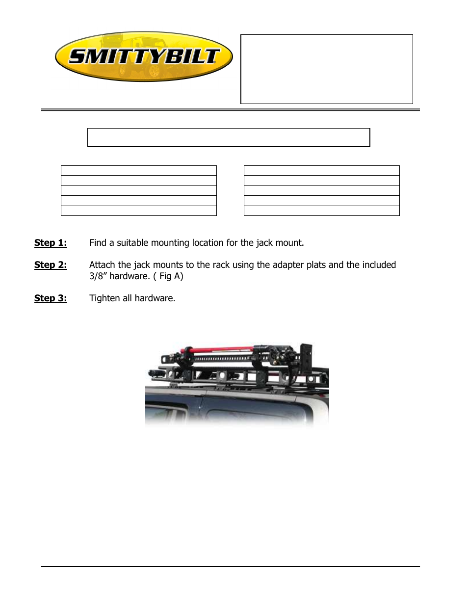 Smittybilt D8076 Jack Mount User Manual | 3 pages