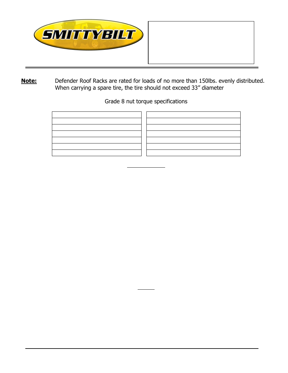 Installation instructions, Defender rack adjust-a-mount application-universal | Smittybilt AM12 Defender Rack Adjust-A-Mount User Manual | Page 5 / 5