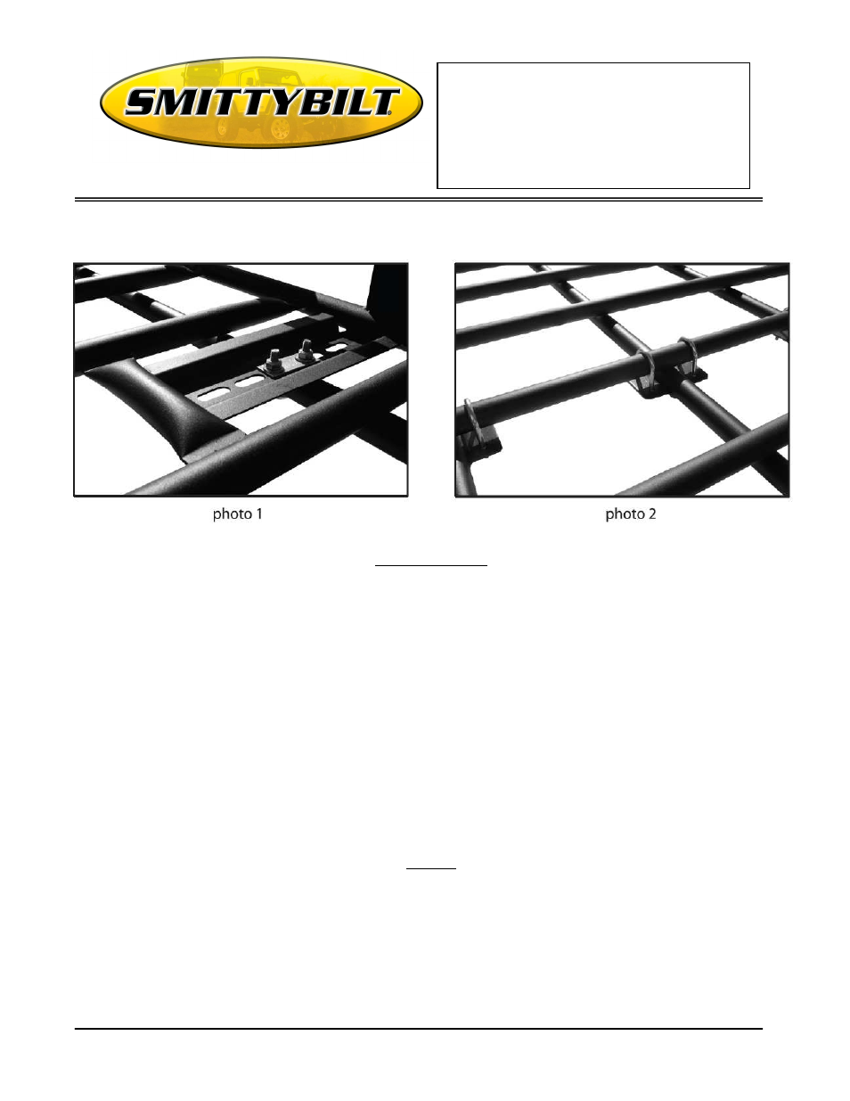 Installation instructions | Smittybilt DRB-8 Defender Rack Bracket User Manual | Page 2 / 2