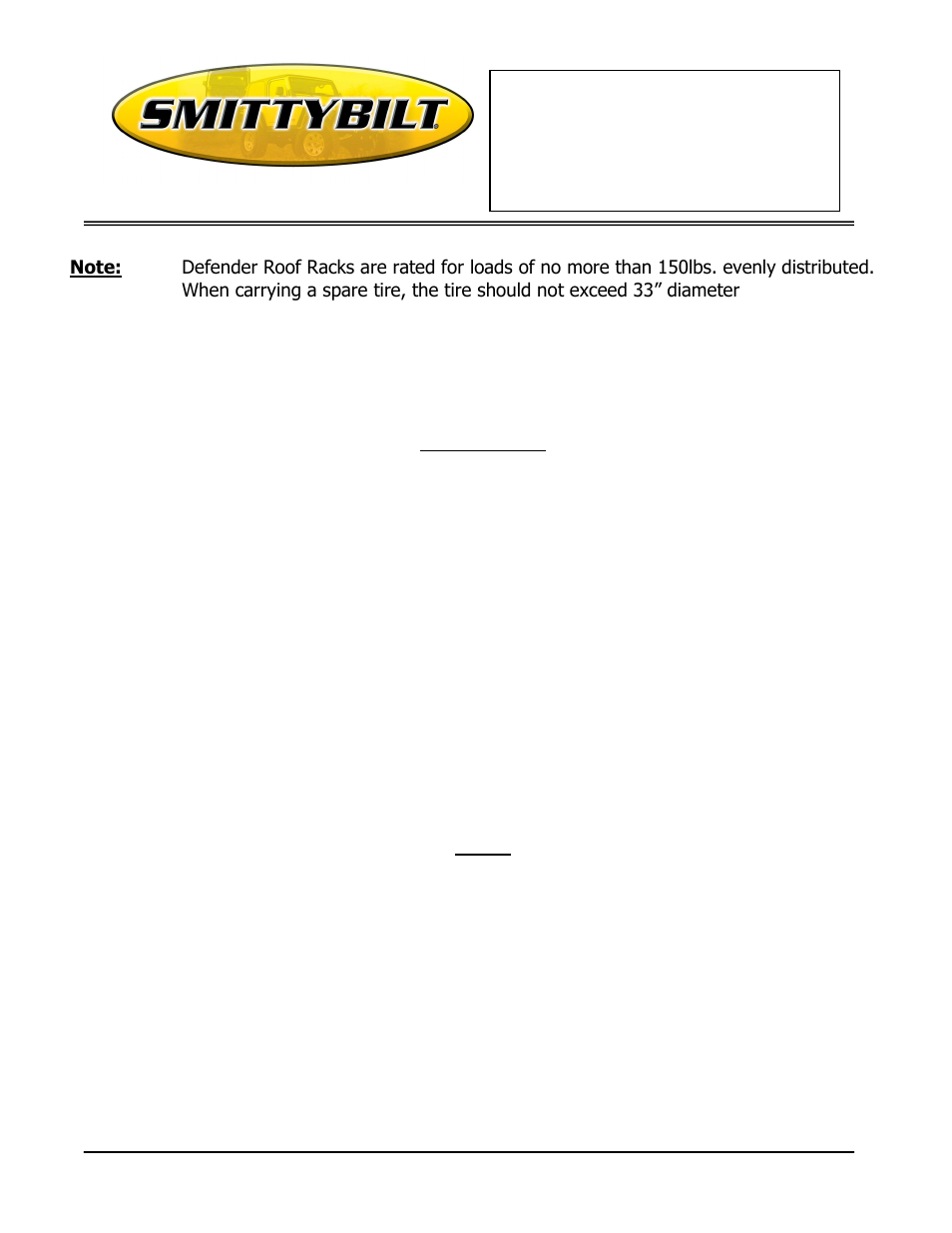 Installation instructions | Smittybilt DS20-4 Defender Rack Bracket User Manual | Page 2 / 2
