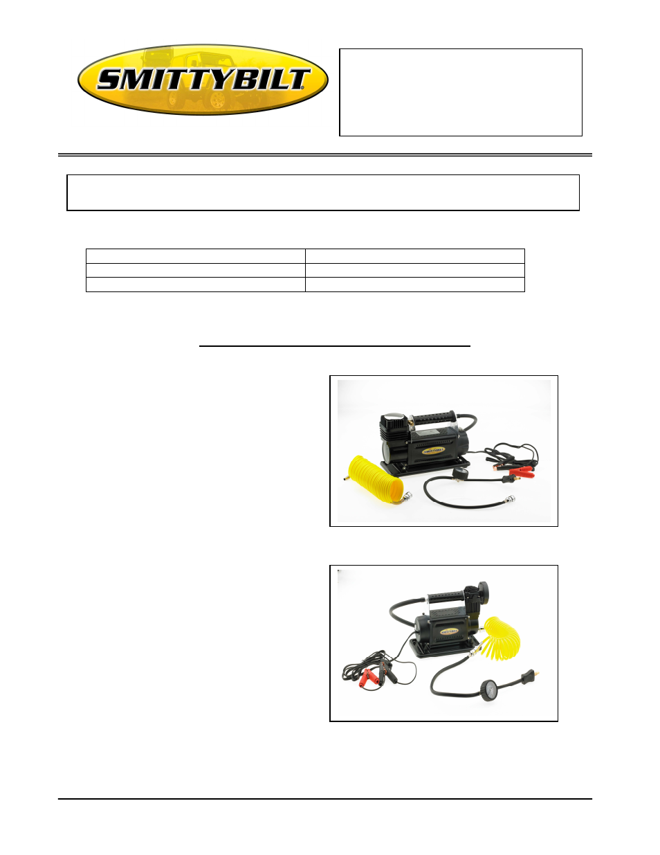 Smittybilt 2781 Air Compressor User Manual | 5 pages