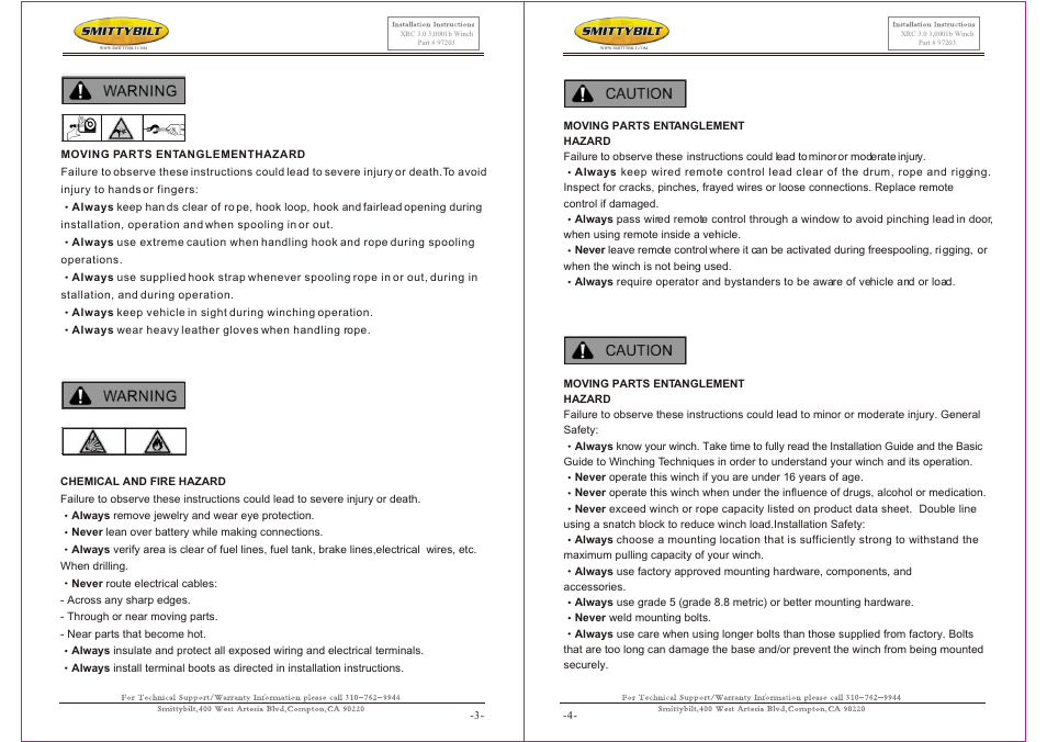 Т³гж 2 | Smittybilt 97203 XRC 3.0 3,0001b Winch User Manual | Page 2 / 10