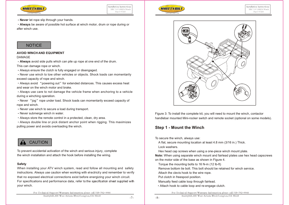 Т³гж 4, Step 1 - mount the winch | Smittybilt 97203 XRC 3.0 3,0001b Winch User Manual | Page 4 / 10