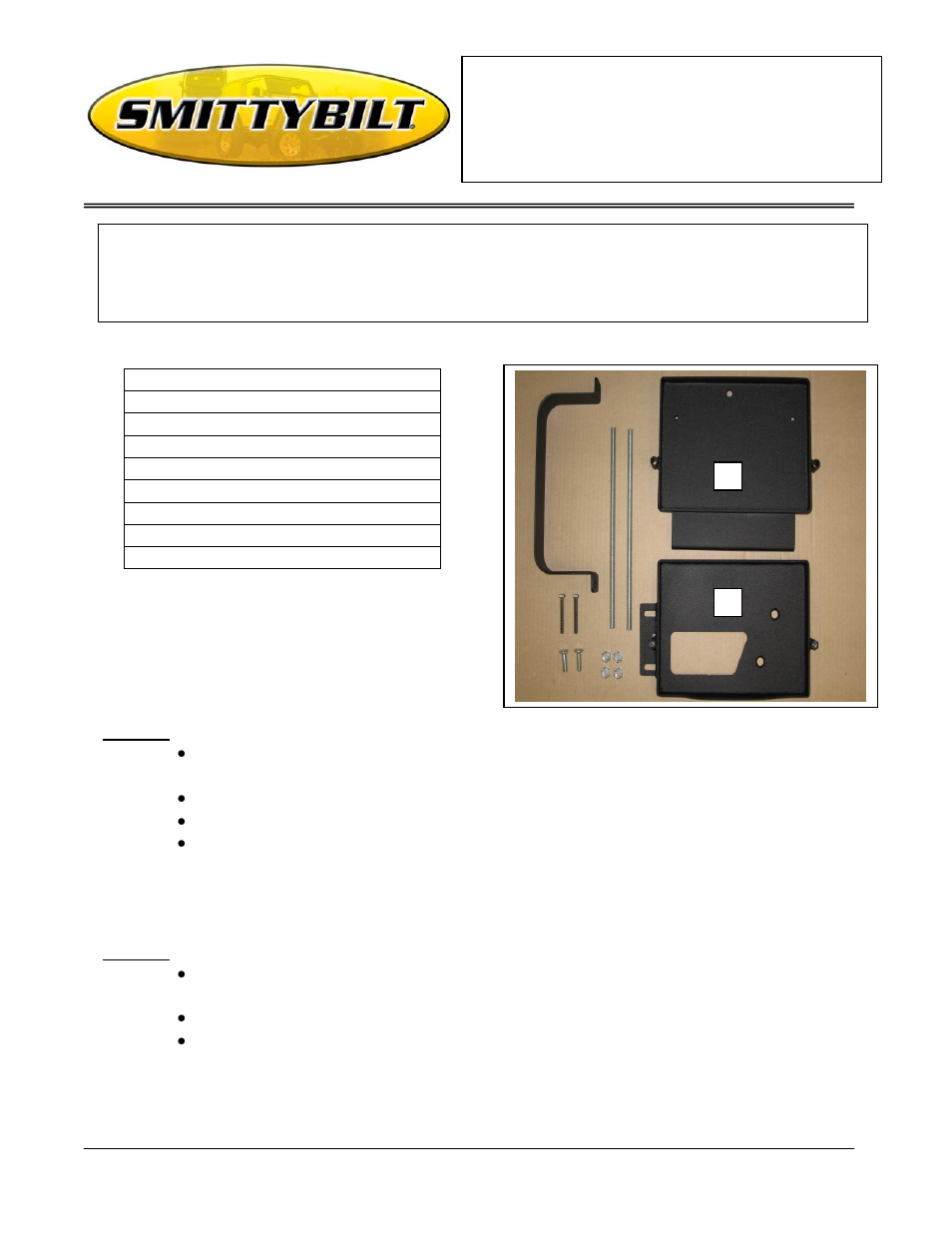 Smittybilt 2800 Dual Battery Tray User Manual | 4 pages