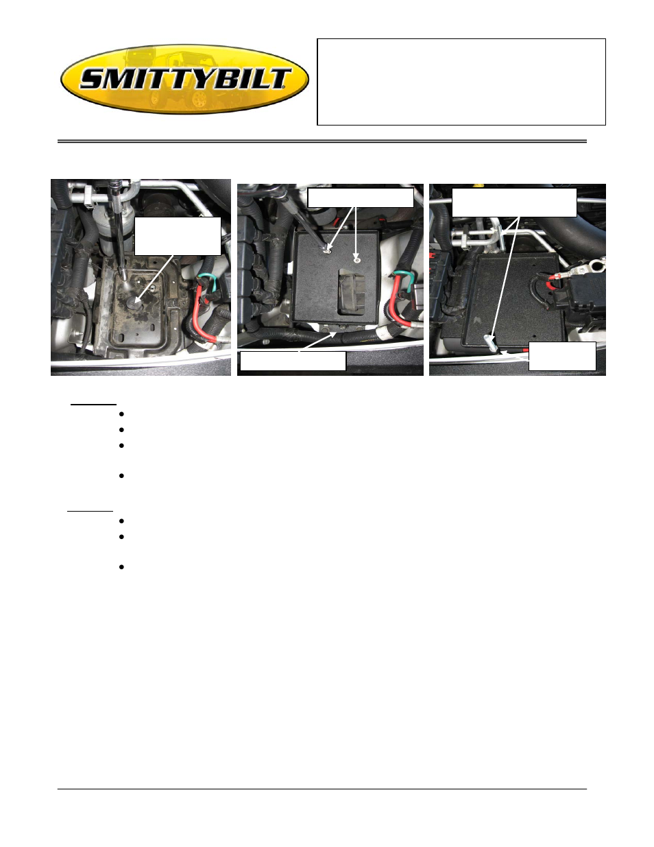 Installation instructions | Smittybilt 2800 Dual Battery Tray User Manual | Page 2 / 4