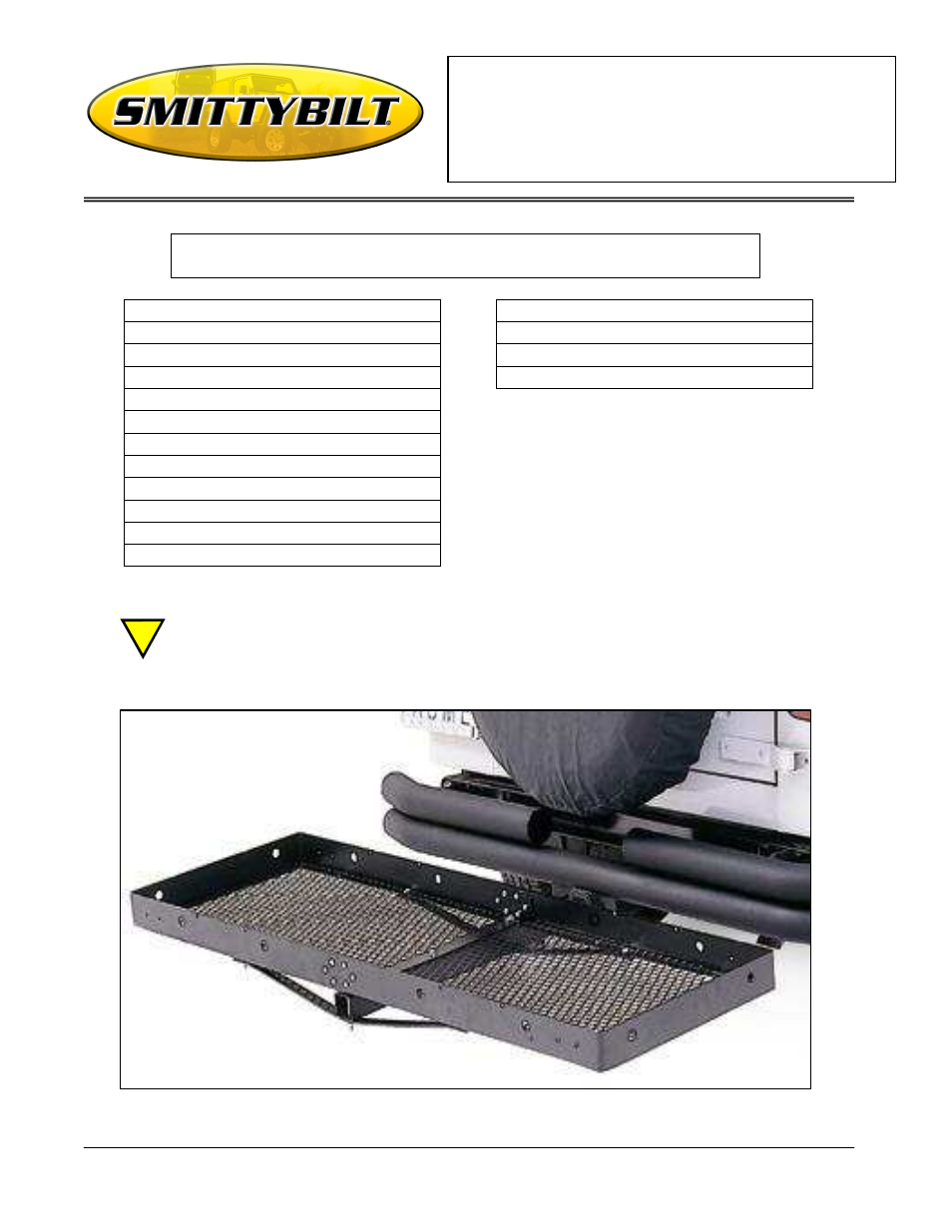 Smittybilt 7700 Receiver Rack User Manual | 6 pages