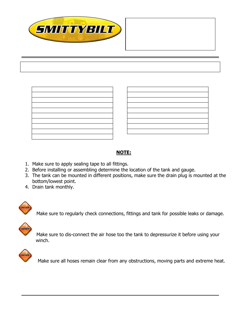 Smittybilt 99210-2 2.5lb Air Tank User Manual | 4 pages